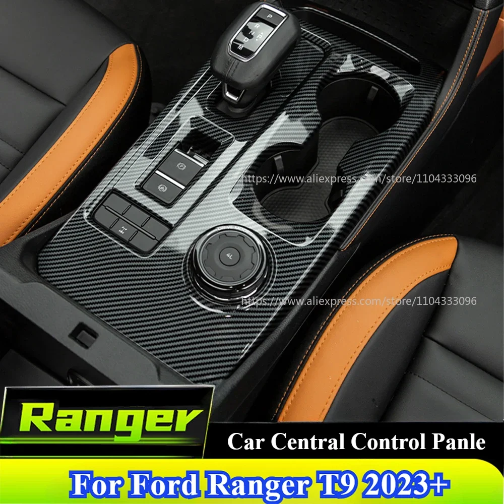 

Car Central Control Panle Frame For Ford Ranger Wildtrak T9 2023 2024+ Gear Shift Panel Front Water Cup Holder Cover For Ranger