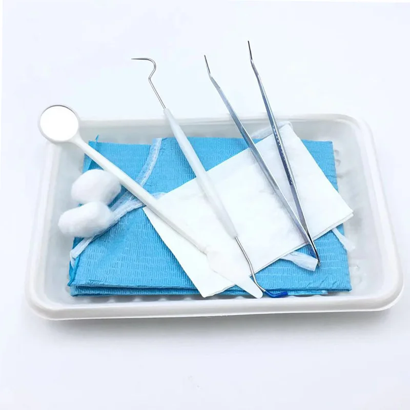 5/10/20pcs Disposable Dentist Clean Tools Oral Instrument Kit Mouth Mirror Tweezers Probe Dental Clinic Examination Tray Tools