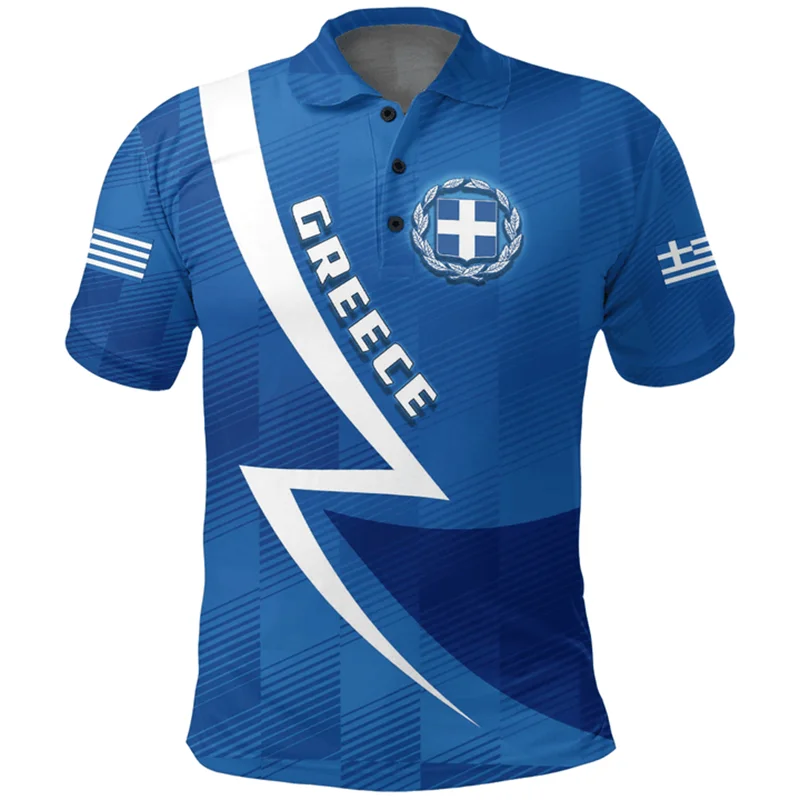 Greece Flag Map 3D Print Polo - Summer Clothing For Greece 评论和价格
