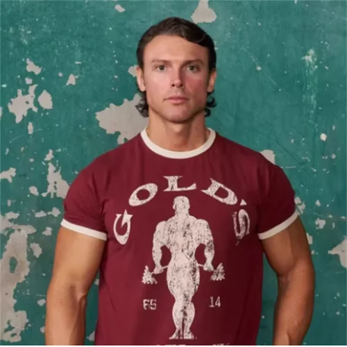 Imagen 2 del producto 2025 nuevo tipo de top estampado de algodón transpirable y de secado rápido de manga corta para hombre, entrenamientos deportivos para correr al aire libre, fitness