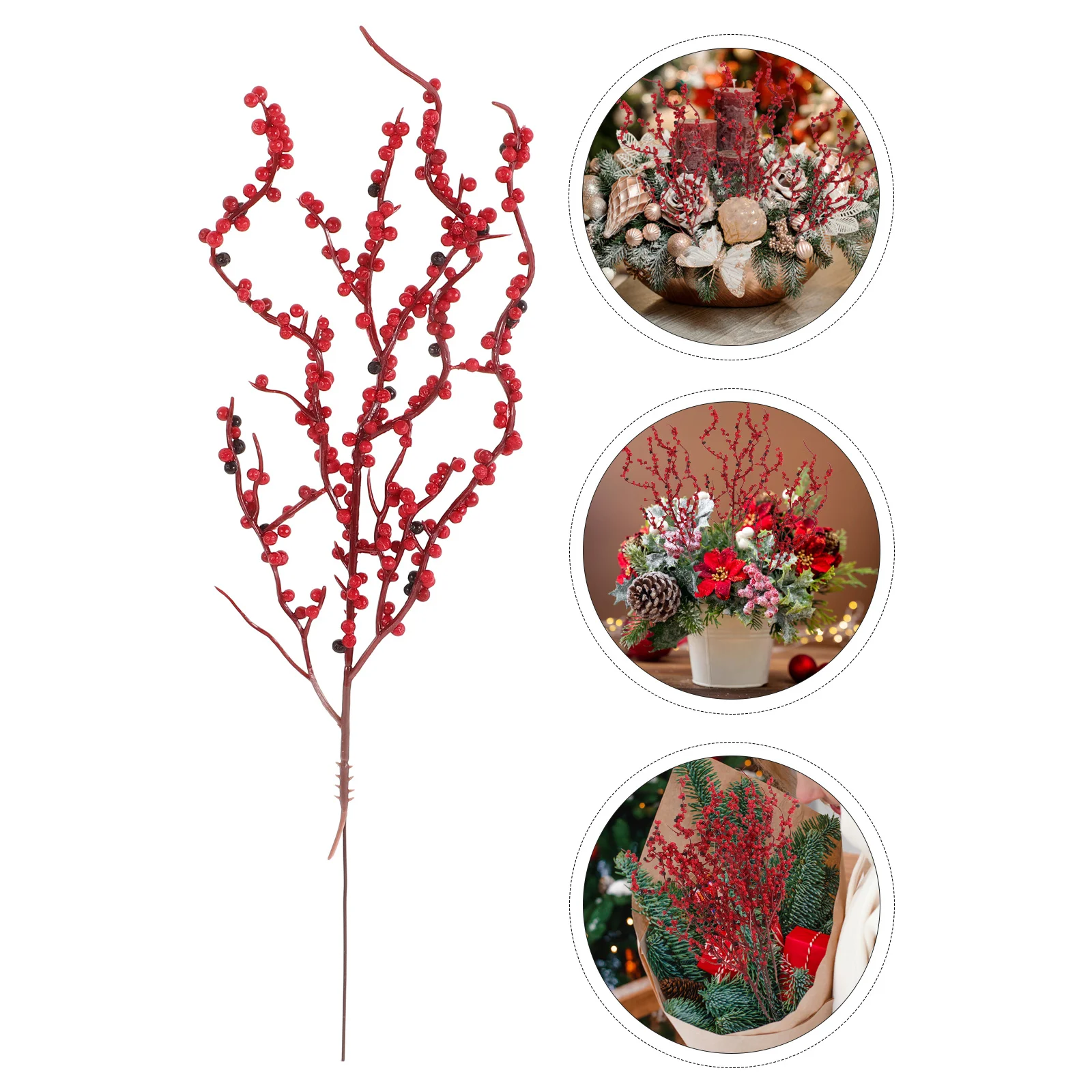 

10Pcs Artificial Red Berry Picks Foam Christmas Decorations Red Berries Stems Wreath Making Supplies Winter Floral Arrangements