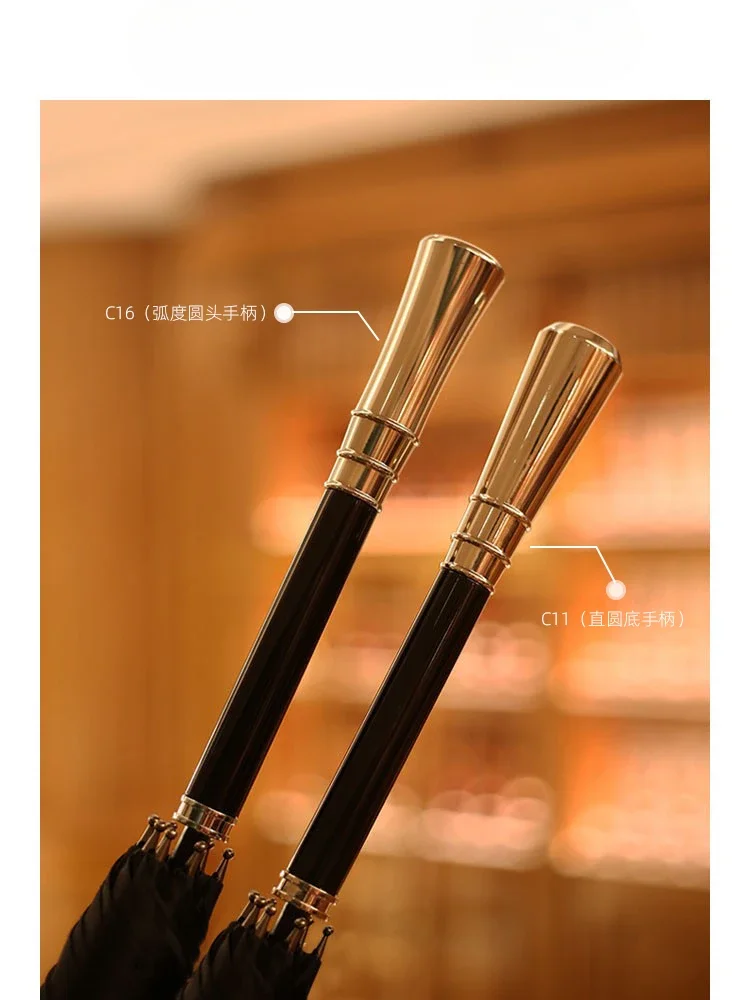 Foxrain Vintage Senior Gentleman Staff Straight Rod Automatic Umbrella Long Handle Male Twin Large Customized Logo