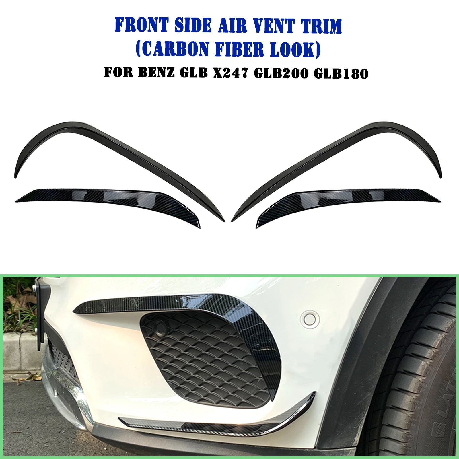 

Front Bumper Side Air Vent Trims Fog Light Intake Cover Canard For Mercedes Benz GLB Class X247 GLB220 GLB200 GLB180 2020-2021