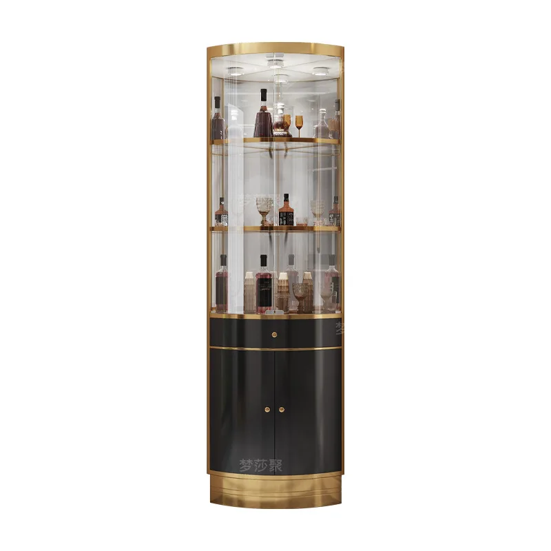 

Light luxury corner cabinet, triangle, corner, fan, living room, drawer, stainless steel, corner