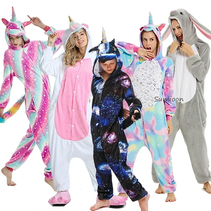

Girls Boys Winter Kigurumi Pajamas Unicorn Cartoon Anime Animal Onesies Kids Sleepwear Flannel Warm Jumpsuit Children Pajamas