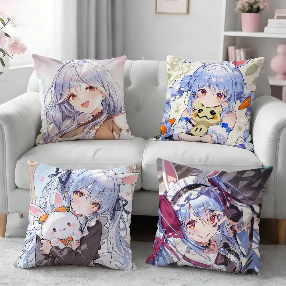 Anime Girl U-Usada Pekora Vtuber Pillow Case Pattern Printed Pillowcase For Living Room Sofa Cushion Cover