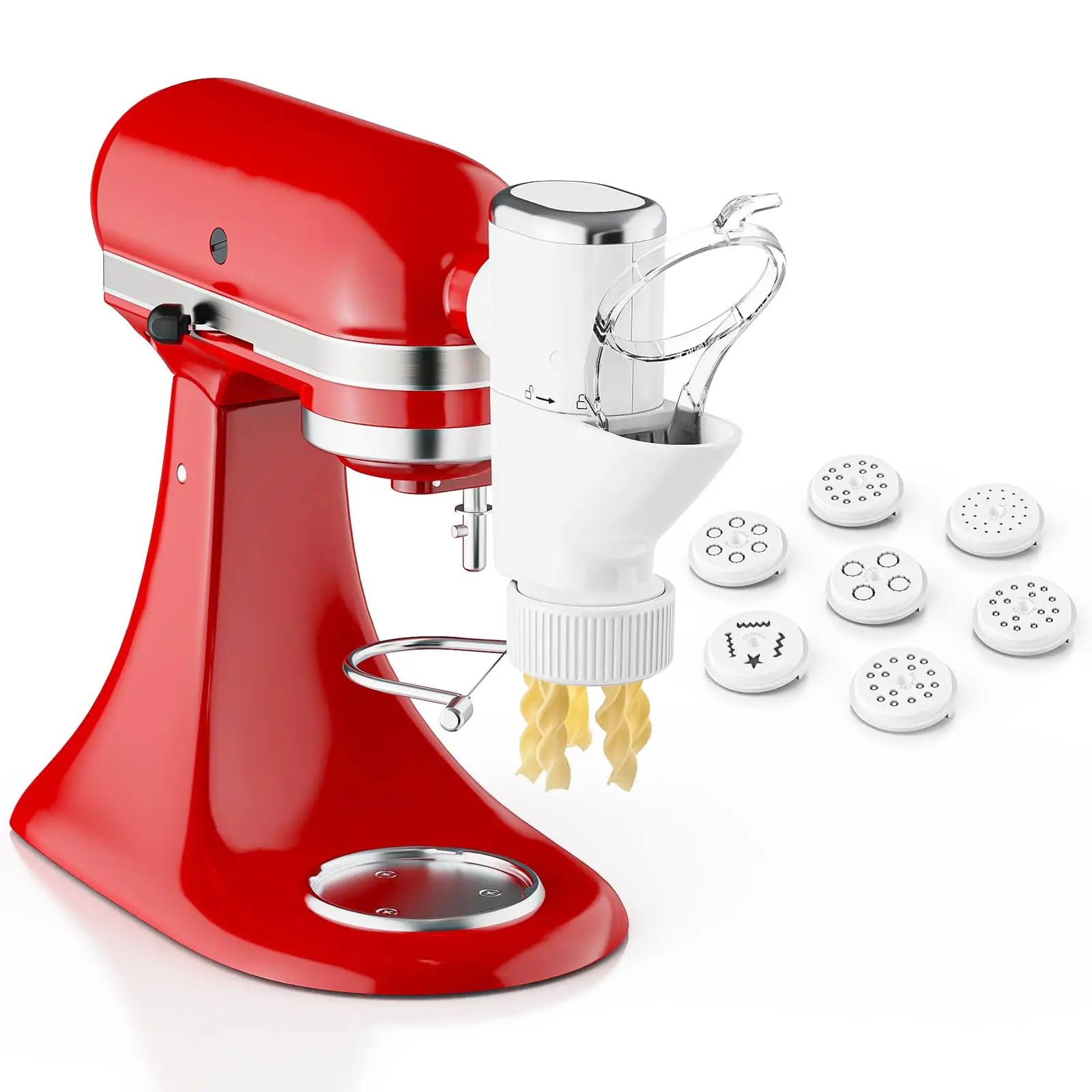 Gvode Pasta Press Attachment for KitchenAid Stand Mixers 7 Interchangeable Plates Pasta Extruder Accessories