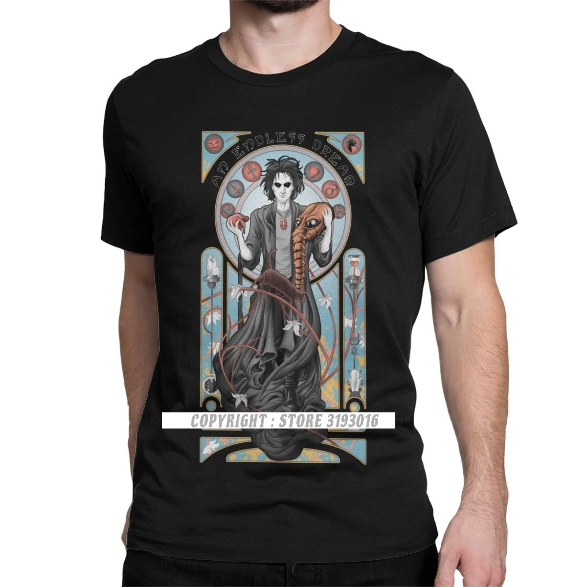 Men's An Endless Dream The Sandman T Shirts Christmas Day Death Vertigo Gaiman Morpheus Comic Cotton Camisas Tee