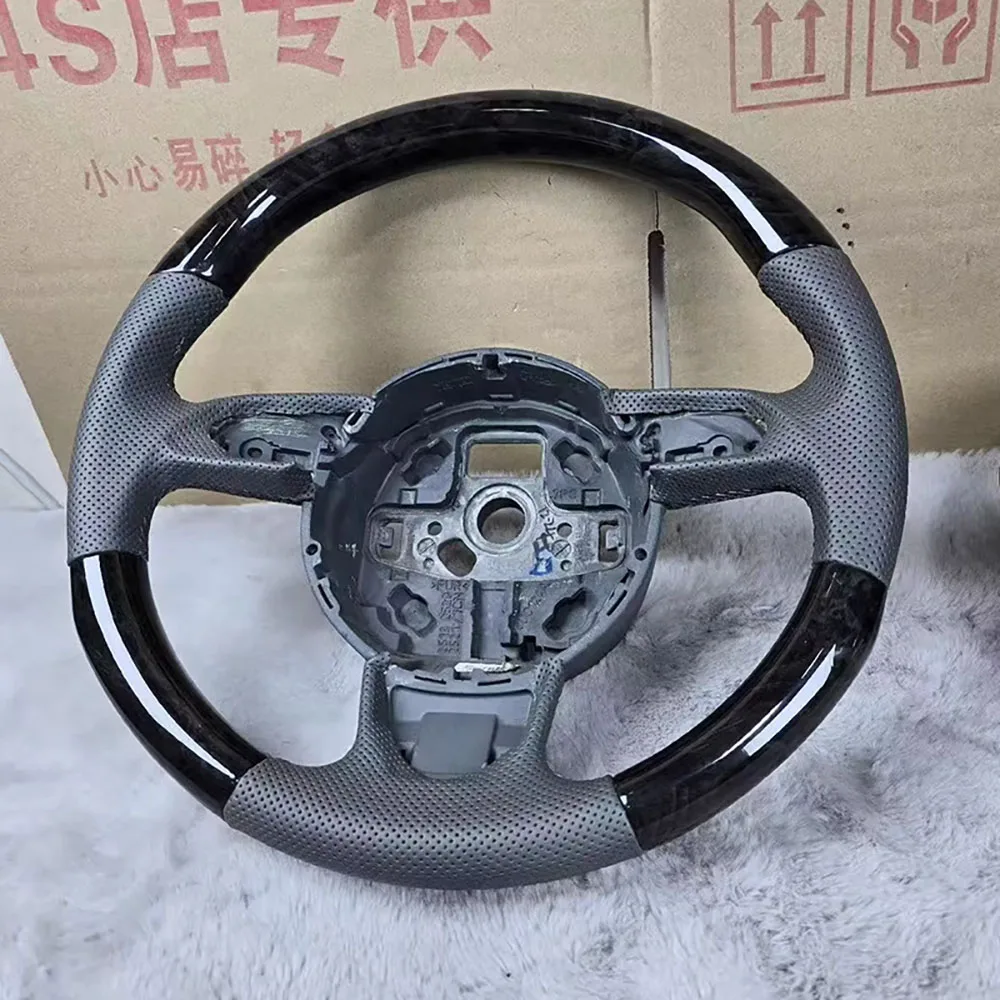 Wood Preforated Leather Racing Steering Wheel For Audi A6 C7 A3 A4