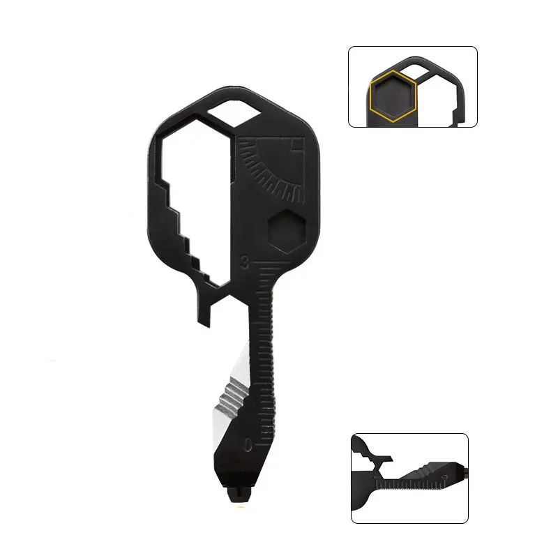 High-quality Outdoor Camping Multi-function Tool Keychain Card Portable Key Buckle EDC Gadget Gift for Men
