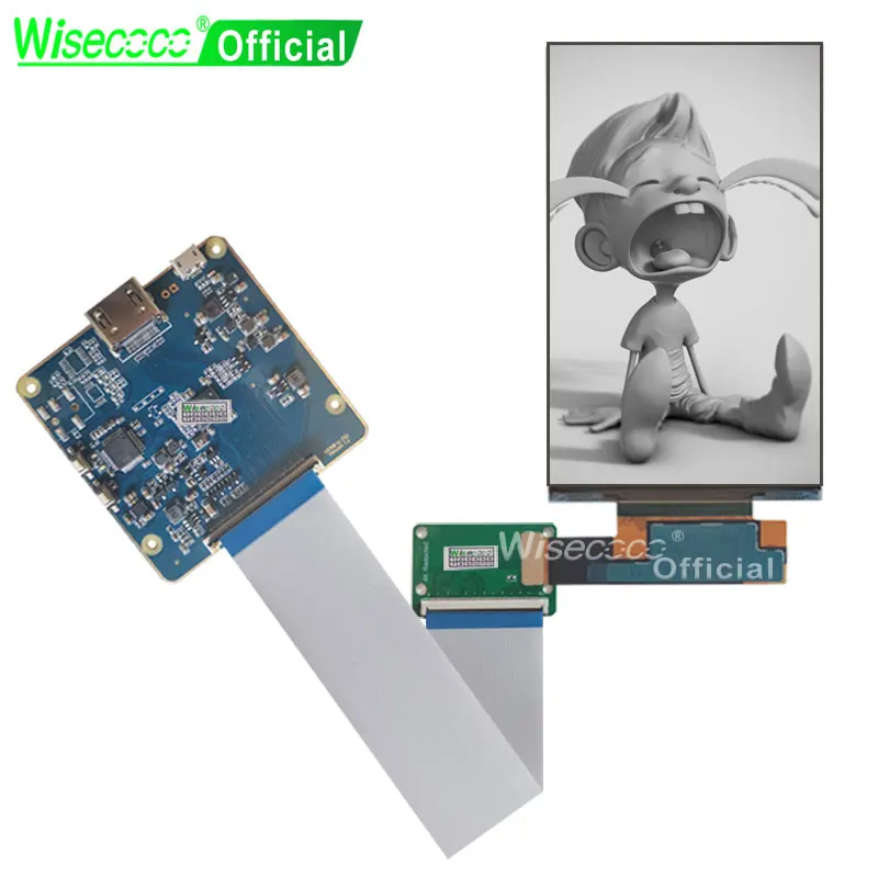 wisecoco 4k display monocromatico 55 polegada 3d impressora mono tela lcd 21603840 alta transmitancia controller board mipi 01