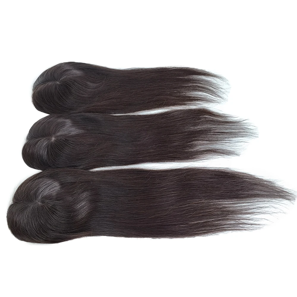 Pronto para enviar topper de cabelo humano europeu mono topper de cabelo amarrado à mão monofilamento peça de cabelo humano para mulheres para perda de cabelo