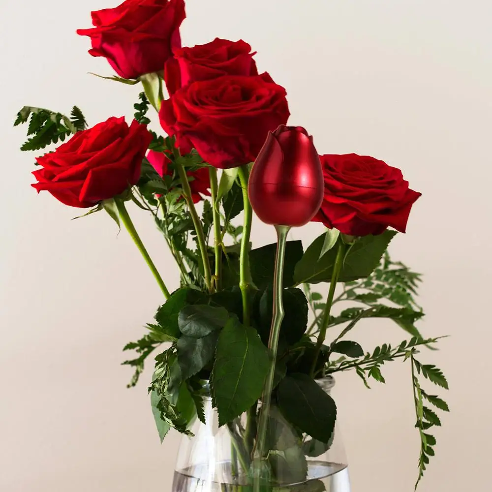 ロマンチックなシミュレーションローズリングボックス、赤いベルベットギフトディスプレイボックス、ペンダント包装、ポータブルジュエリー収納ボックス、ホリデーギフト