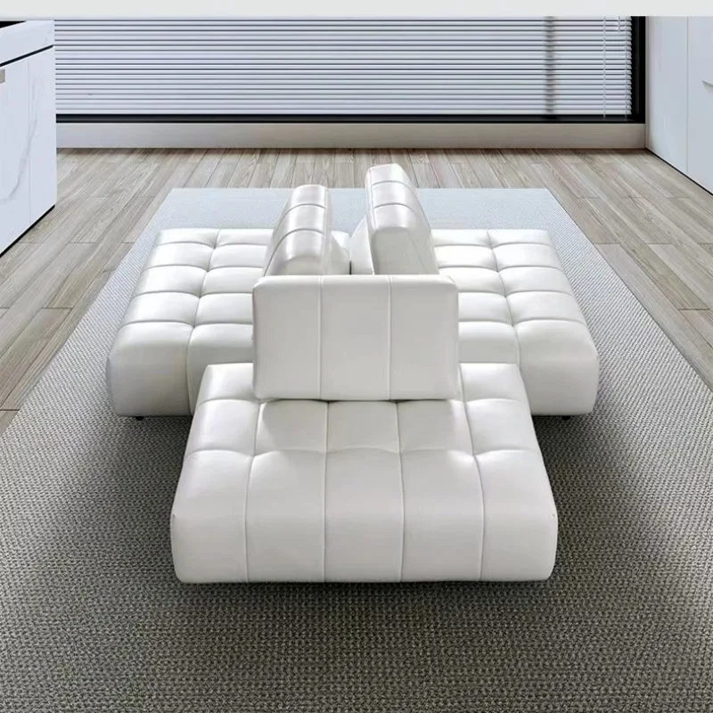 

Full cowhide genuine leather pixel sofa module free combination tofu block matte cloth lattice first layer cowhide