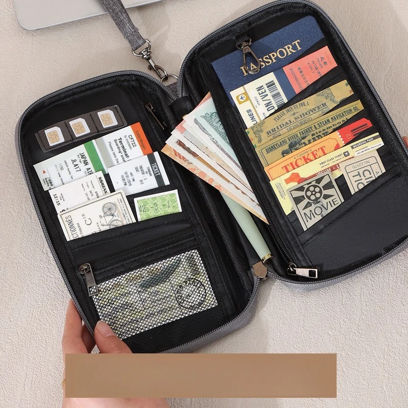 

Премиальный катионный RFID-защищенный держатель для паспорта и дорожный кошелек с несколькими отделениями для карт и документов