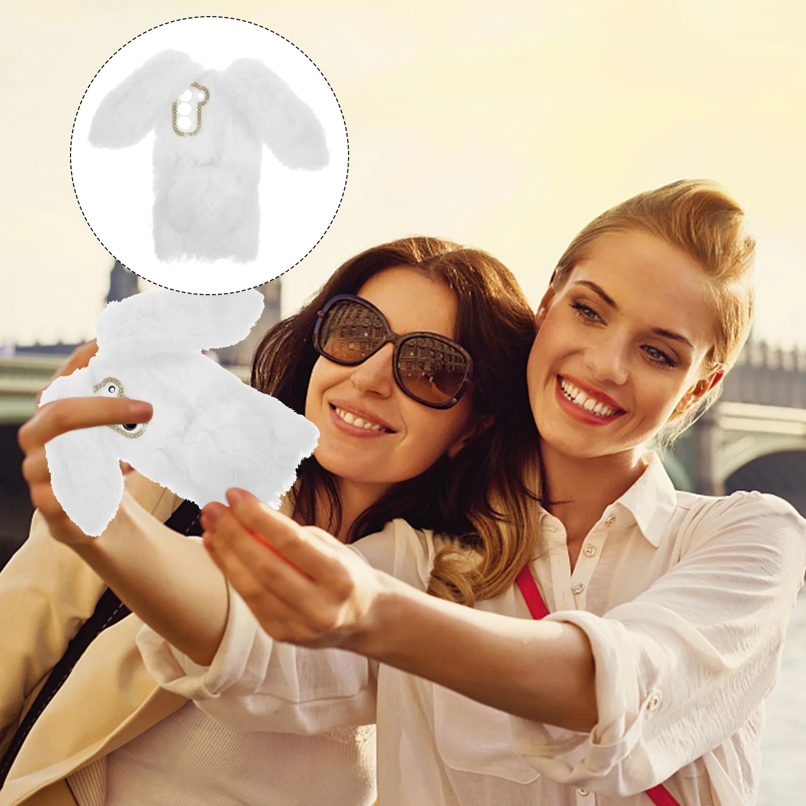 Funda Protectora de Cuerpo Completo de TPU Suave con Diseño Premium de Orejas de Conejo Compatible con S21 5G, Resistente a Caídas y Arañazos