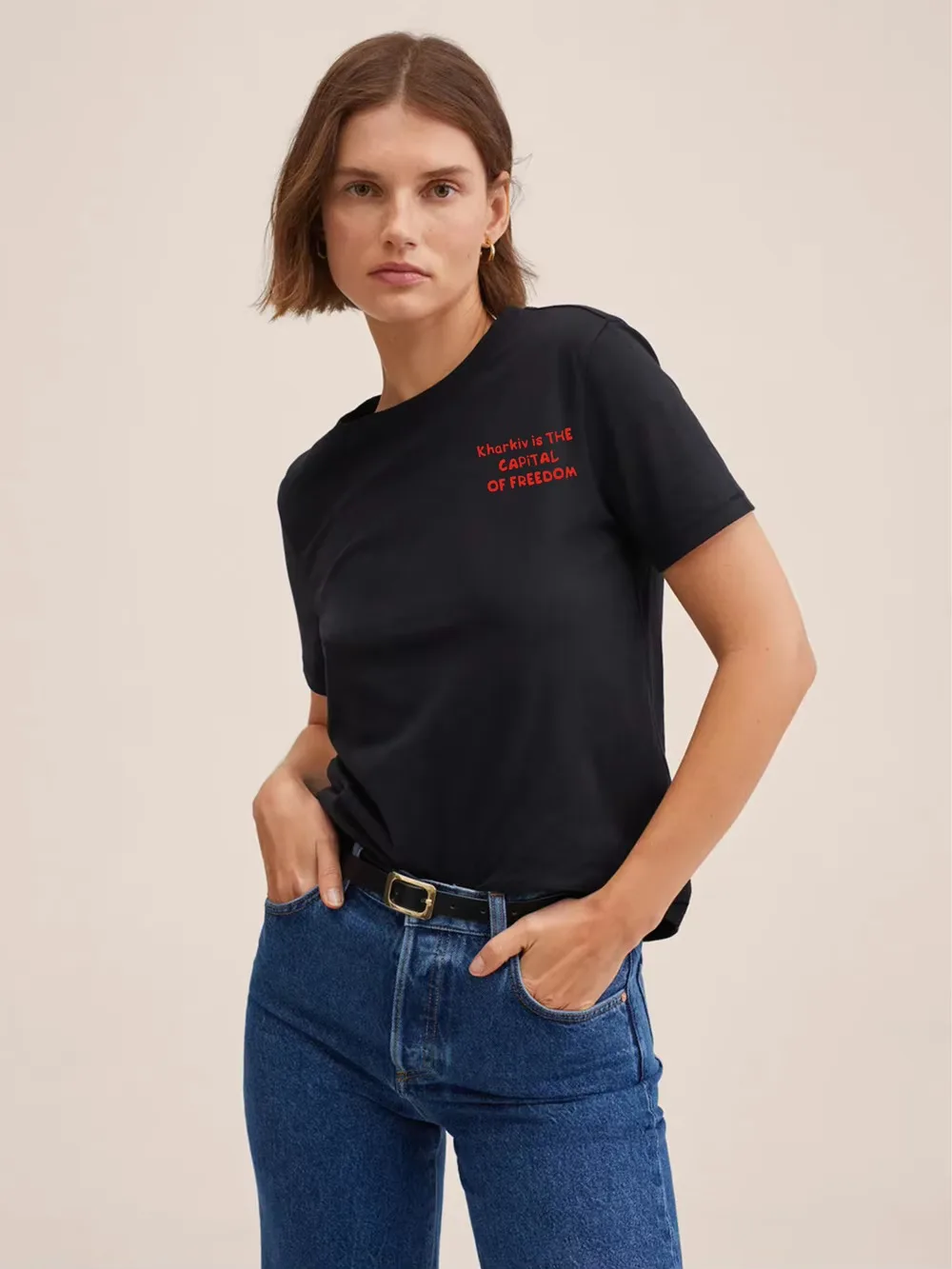 Kharkiv Is The CAPiTAL Women's Harajuku Short Sleeve Casual Women's T-shirt Clothing Street Tops Tees Aesthetic Clothes Casual