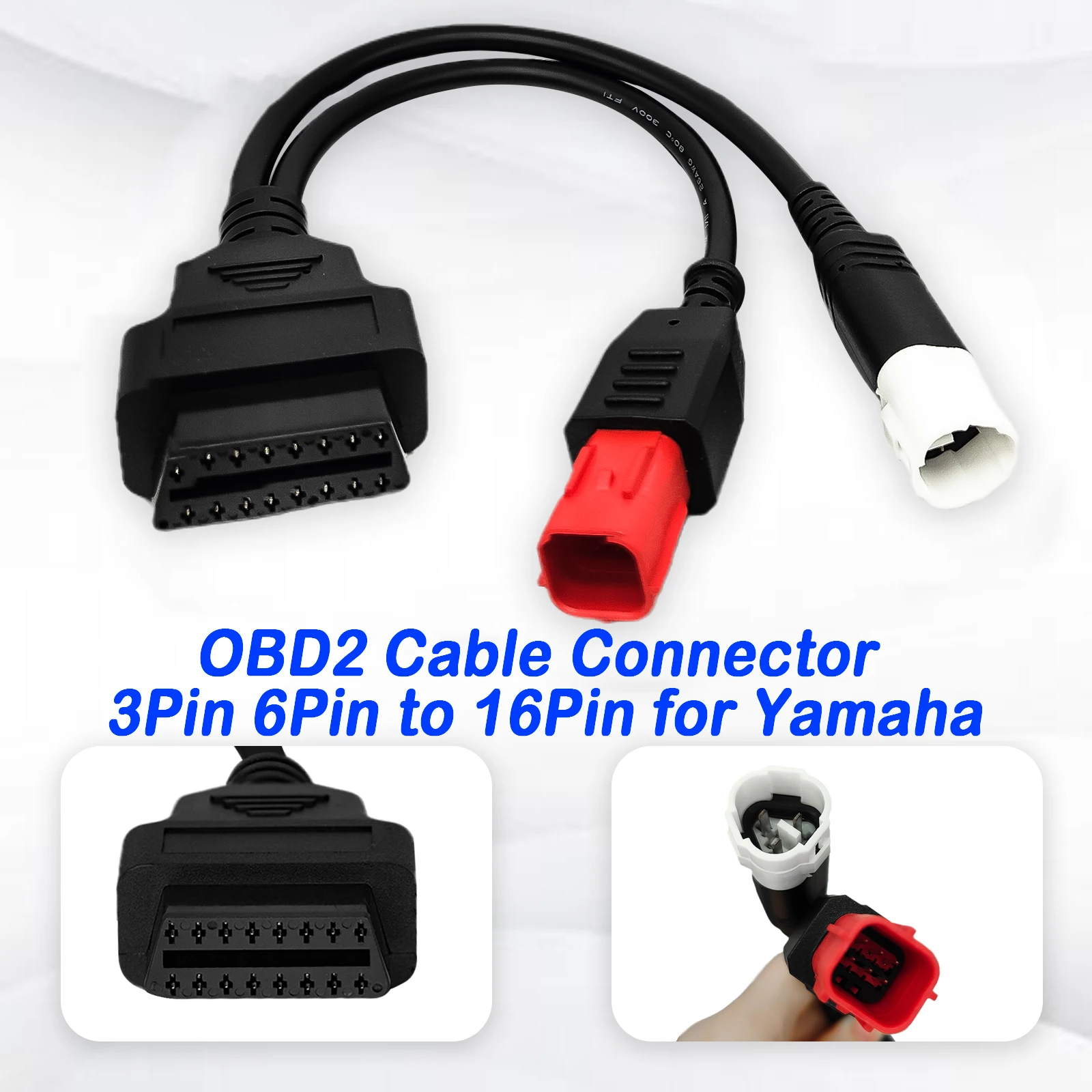 

2 in 1 OBD2 Adapter Cable 3Pin 6Pin to 16Pin for Yamaha Motorcycle Diagnostic Scanner Tool Connector