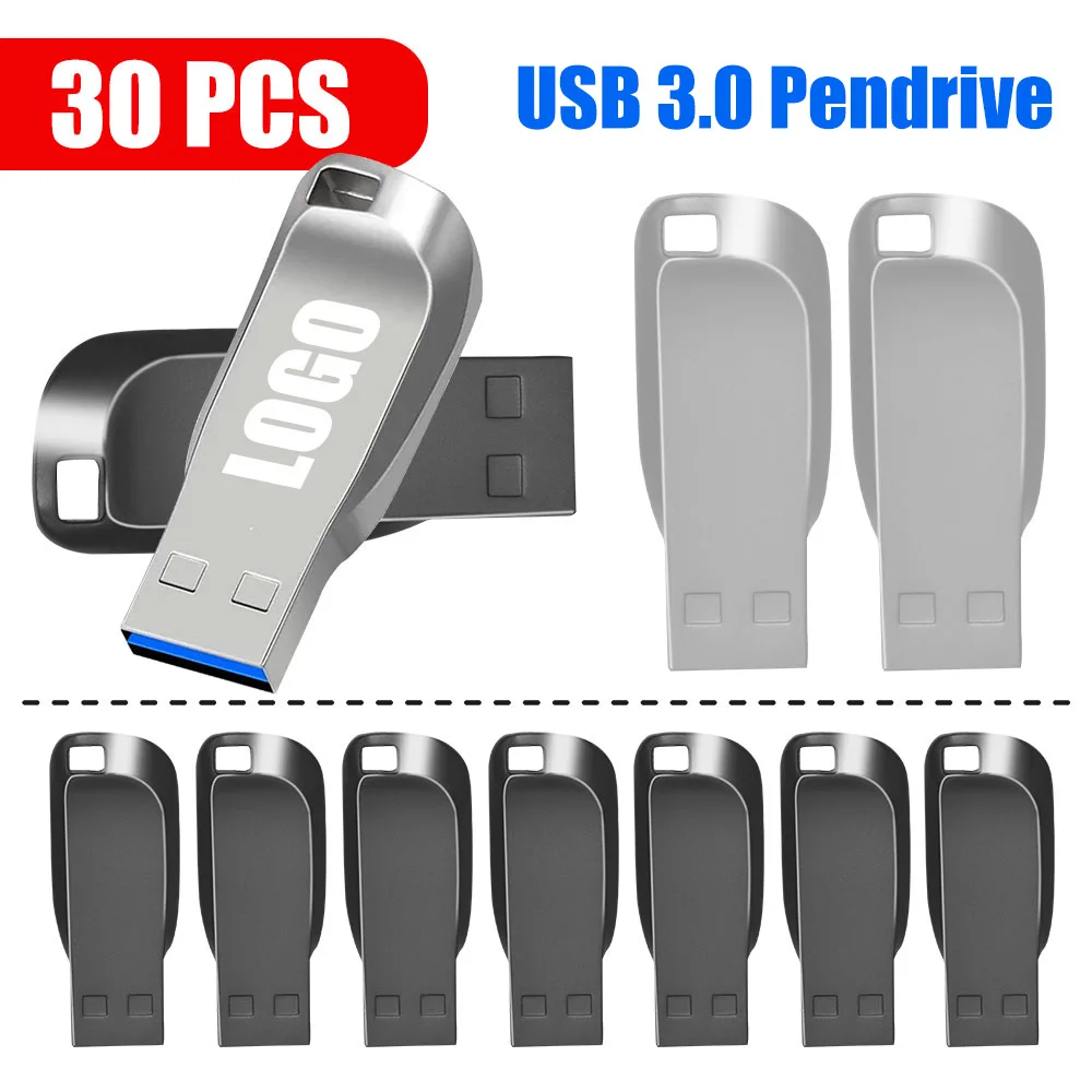 30pcs/lot Pen drive free logo 3.0 USB Flash Drive 8GB32GB64GB128GB Memory Stick U Disk Read speed Pendrive cle usb Creative Gift