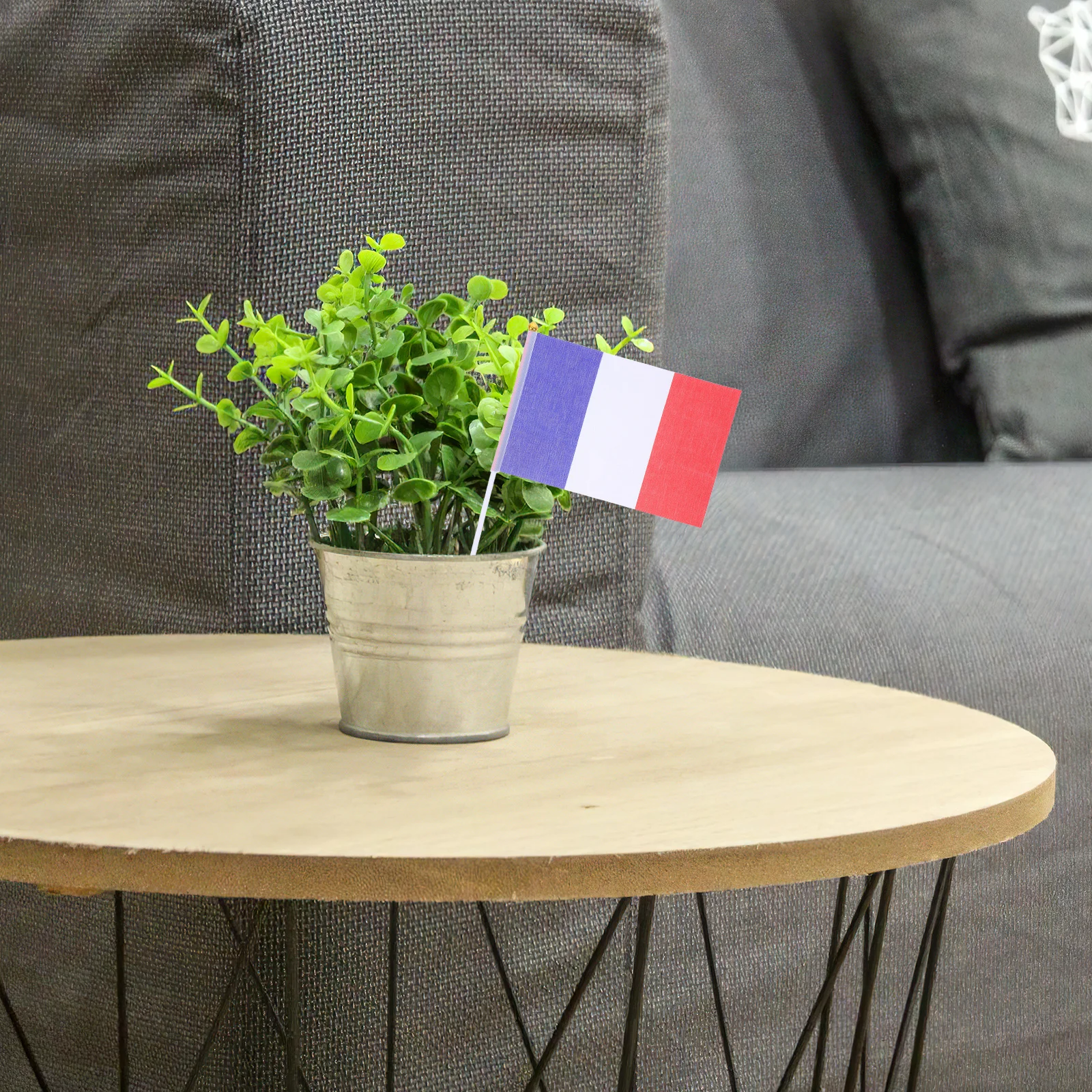 

25Pcs French Mini Table Flags Hand Waving Small Size Polyester Material Desktop Decoration Office Celebration Party