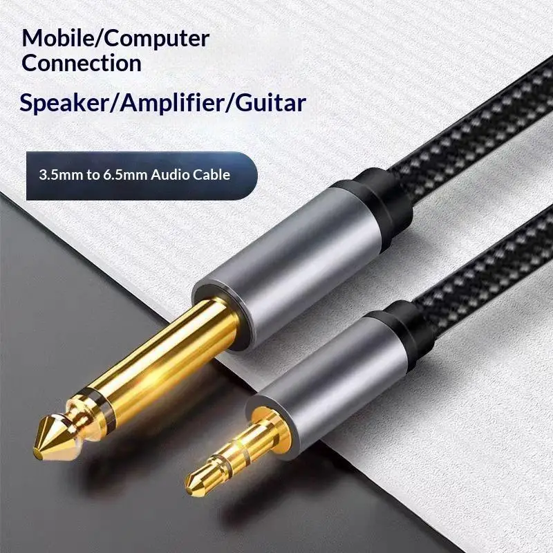 6.35mm Male to Male Unbalanced TS Mono Guitar Cable 1/4 Inch Noise Reduction Instrument Wire for Bass Guitar Outdoor Performanc