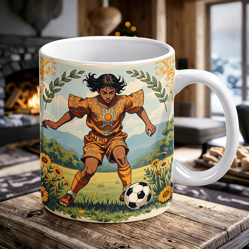 

Vibrant Soccer Theme Key Button Print Mug Coffee Cup Ceramic Cup with a bottle opener function of 2026 Major Football Event