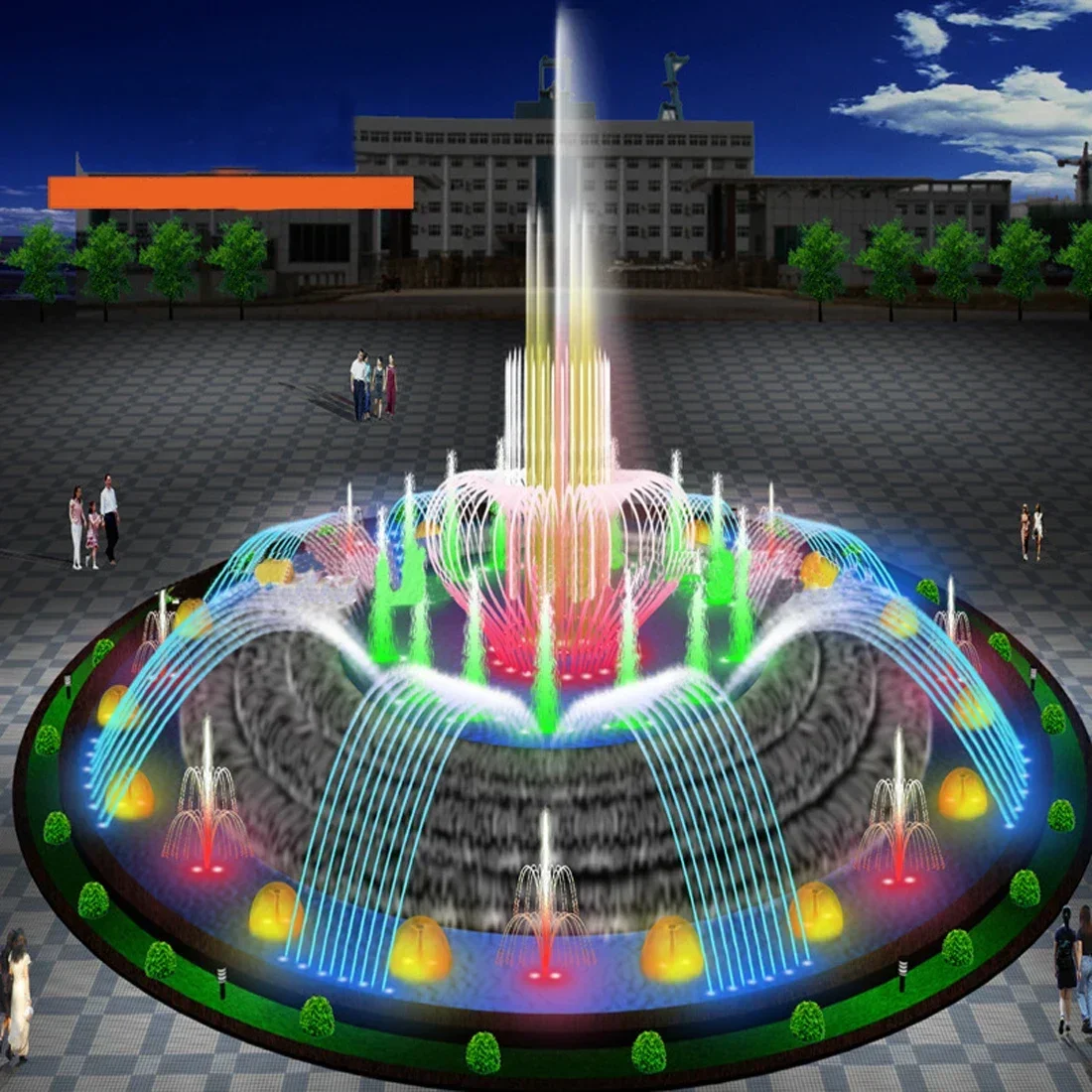 Stainless steel music fountain program-controlled dry spray array landscape equipment customization