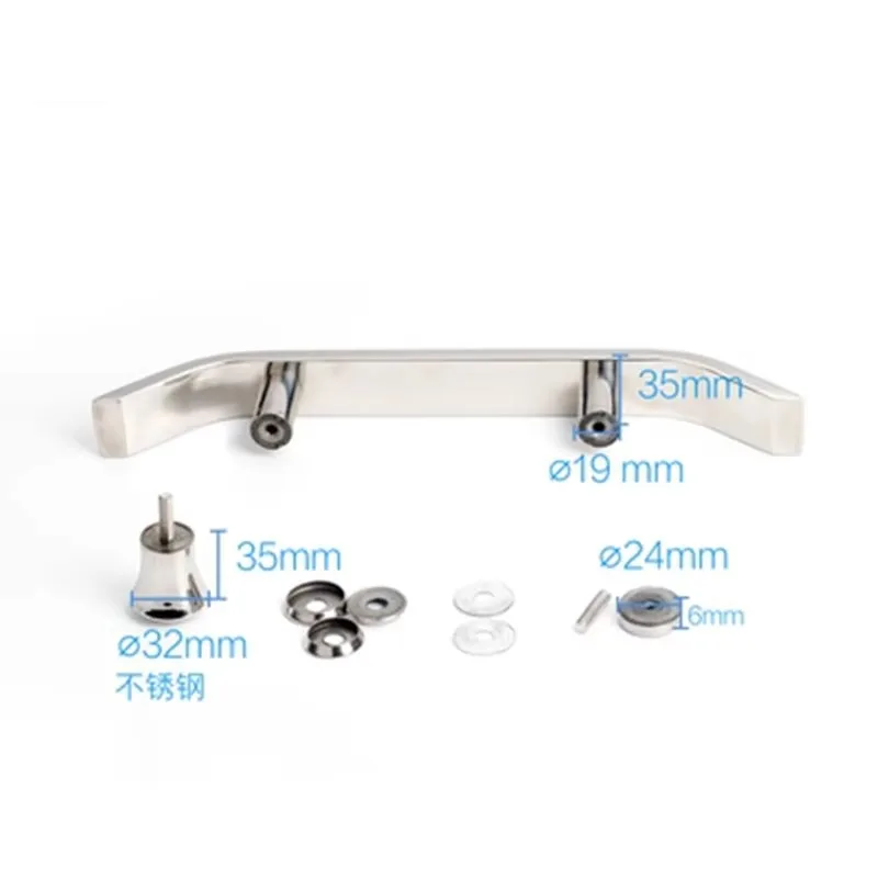 304 Stainless Steel Sliding Glass Door Pull Handle, 145mm Hole Pitch for Shower