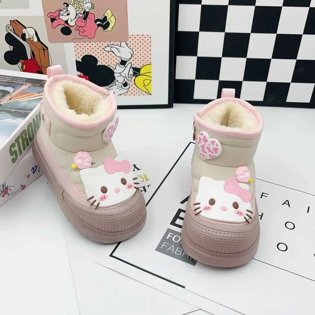 Kawaii سانريو مرحبا كيتي أفخم الاطفال الأحذية القطنية الخريف الشتاء رشاقته الكرتون أنيمي مارتن التمهيد نونسليب حذاء كاجوال فتاة هدية #3