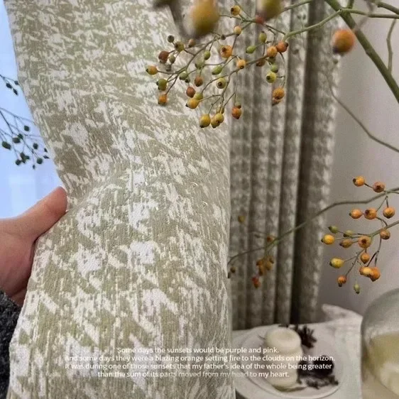 Japanese Houndstooth Jacquard Matcha Green Chenille Curtains For Living Room Bedroom Balcony Bay Window Customized Finished
