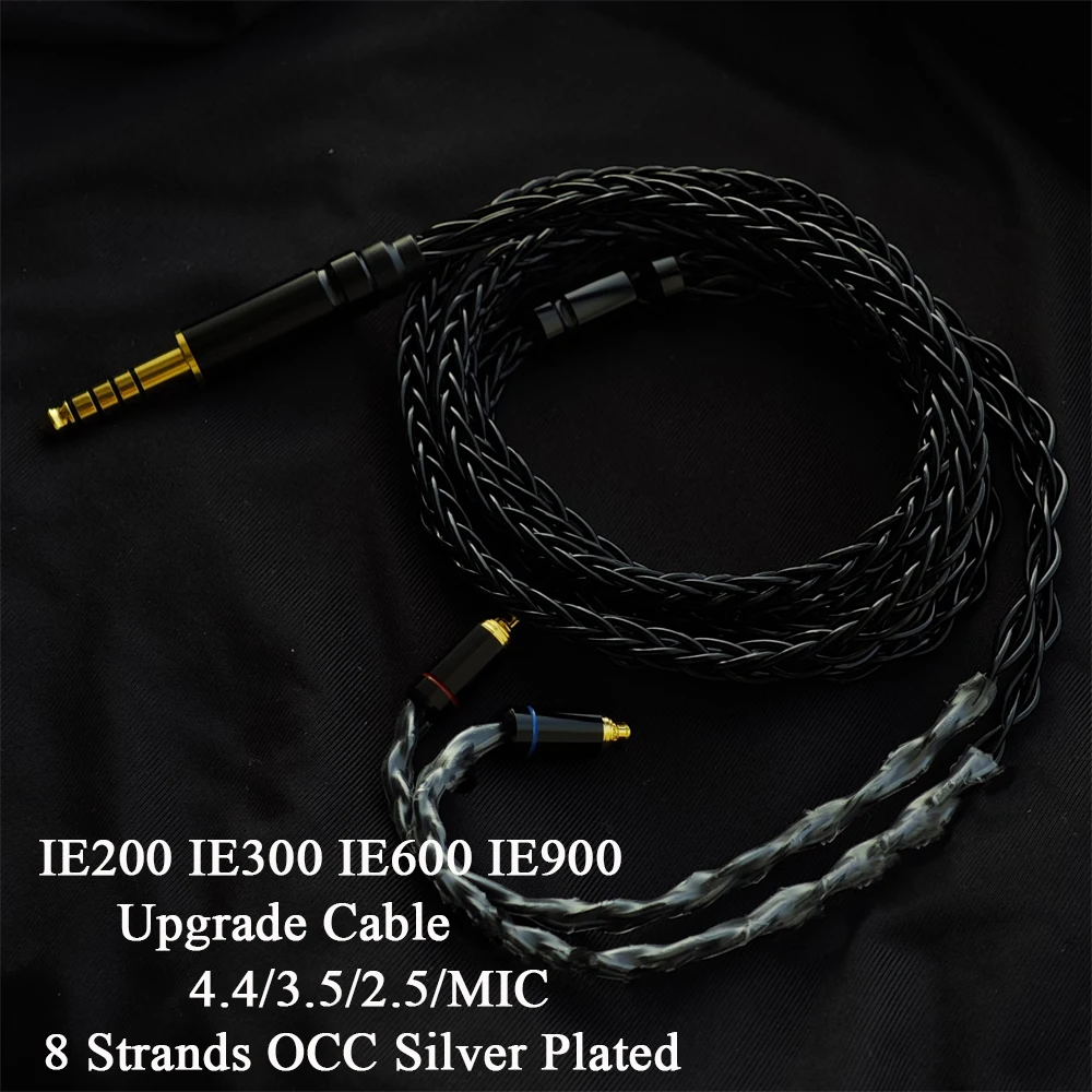 for IE900 IE300 IE600 IE200 Earphones Cable with MIC OCC Silver Plated Upgrade 2.5 4.4 Balance