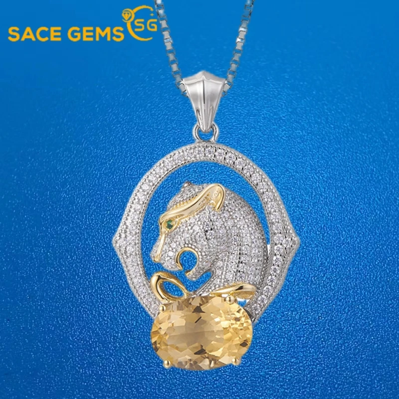 sace gems s925 sterling silver leopard pingente colares para mulheres citrino natural festa joias finas hip hop personalidade presentes 01