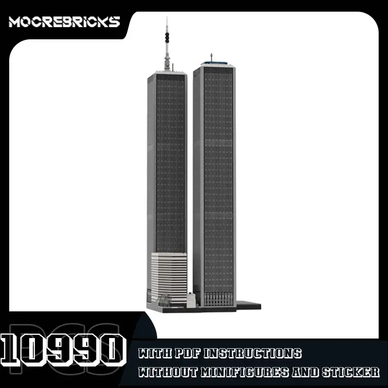 MOC-41443 Former World Trade Center Building Blocks Twin Towers Architecture Model Technology Bricks Children\'s Collectible Gift