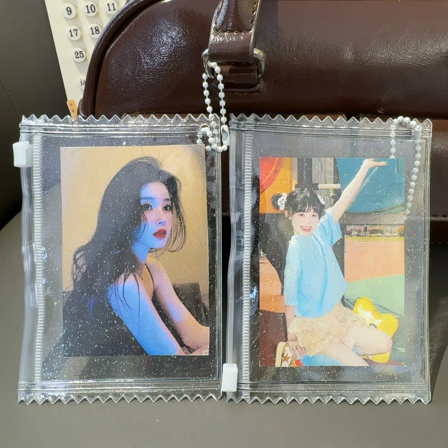 1/5/10 pçs claro brilhante cartão manga protetor kpop ídolo foto titular do cartão saco com zíper caso hd photcard suprimentos capa decoração