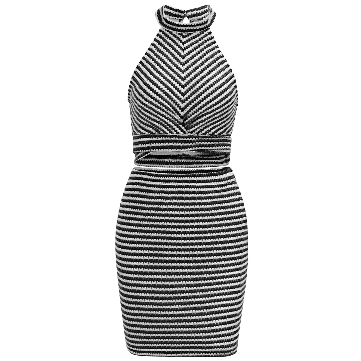 

Костюм-двойка без рукавов с открытой спиной, черно-белый L