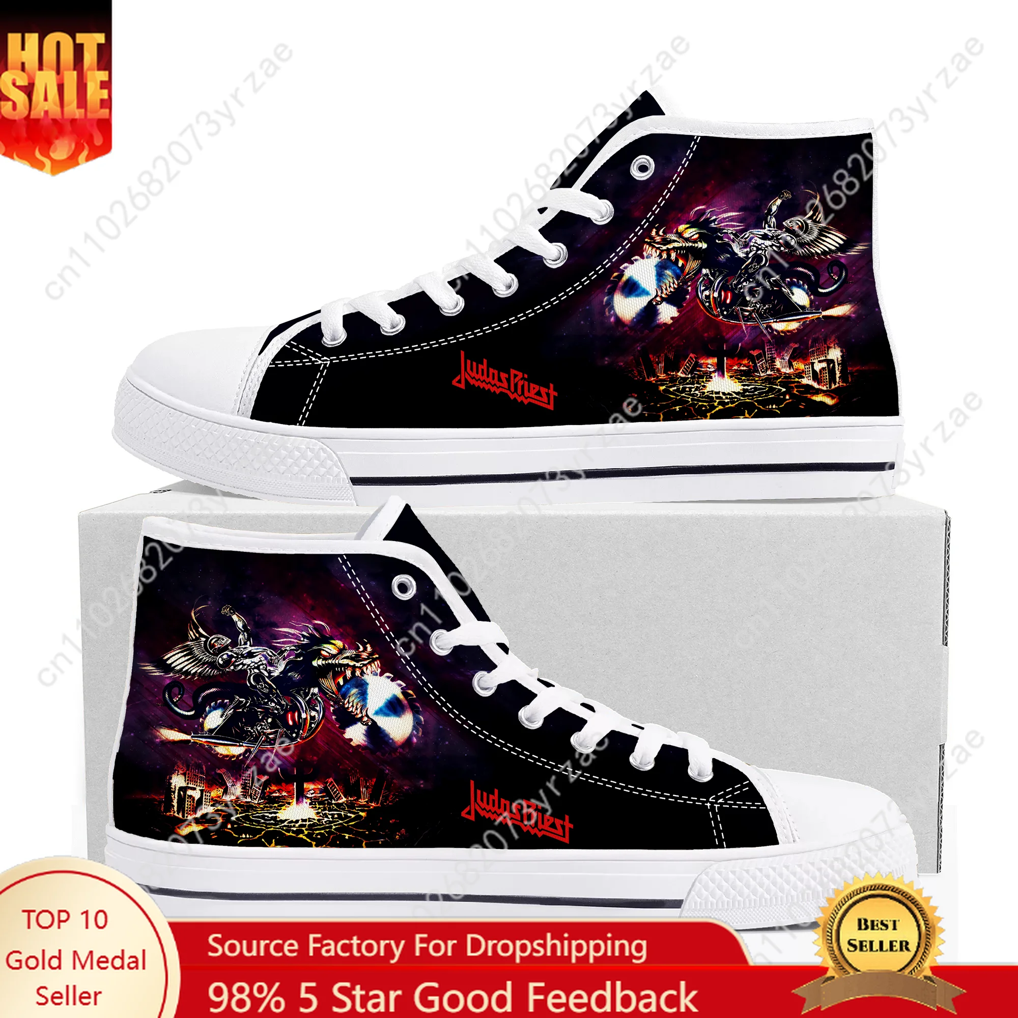

Judas Priest High Top High Quality Sneakers Mens Womens Teenager Canvas Sneaker Casual Fashion Patterns Shoe Custom Made Shoes