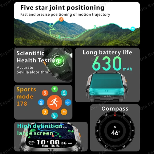 Imagen 2 del producto Xiaomi SmartWatch hombres militray incorporado GPS brújula iluminación impermeable 178 + modos deportivos ritmo cardíaco BT llamada reloj inteligente 2025 nuevo