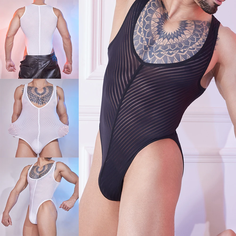 High Elastic Leotard See Through Lingerie Comfortable Loose Fit Stretchy Fabric Black Thong Design Mesh Nightwear