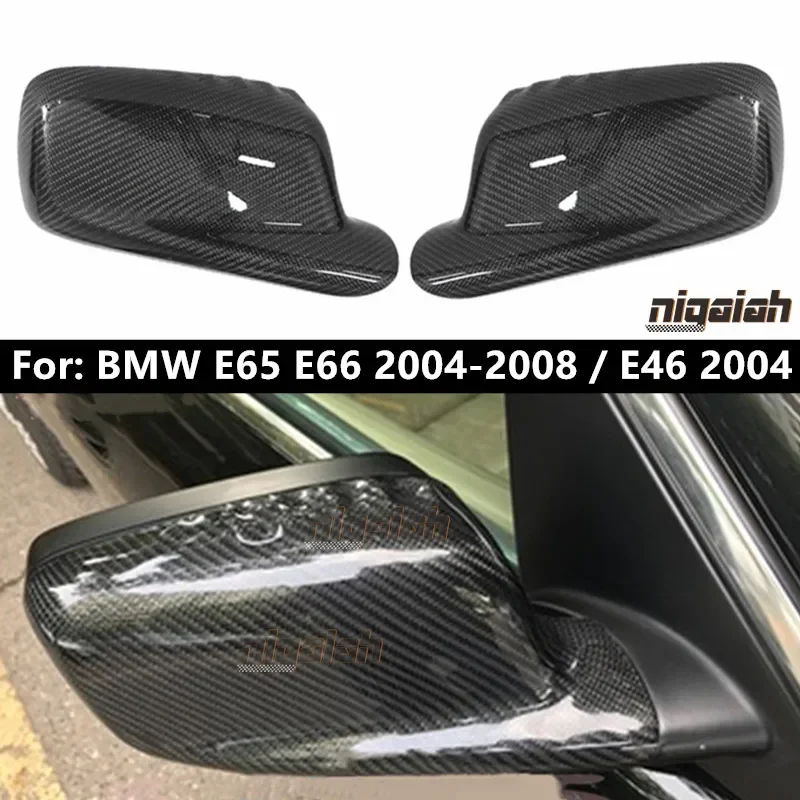 

2pcs Carbon Fiber Rearview Mirror Cover For 7 Series BMW E65 E66 E46 Side Door Mirror Caps Shell Car Accessories 2004 2005+