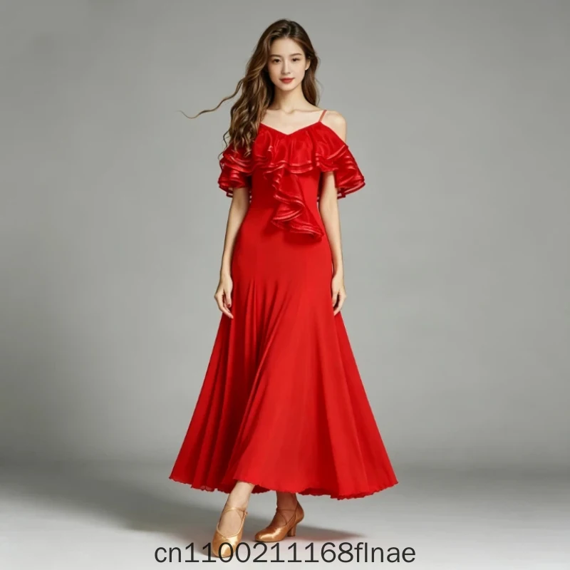 Modern Dance Dress MY758 National Standard Dance Dress Luxury Big Lotus Leaf for Women's Stage Performance Dress