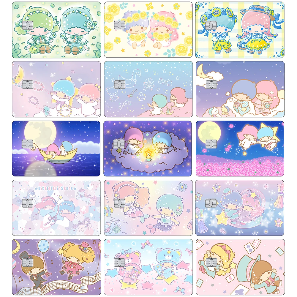 

Couple Matte Stickers Kawaii Little Twin Stars Credit Card Skin Suitable for VISA Bank Cards JCB MasterCard and Other IC Cards