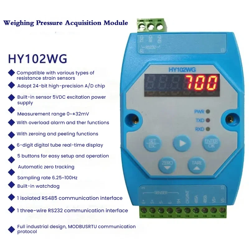 

Weighing Pressure Acquisition Module Floor Scale Pressure Transmitter Button Display RS485 Modbus