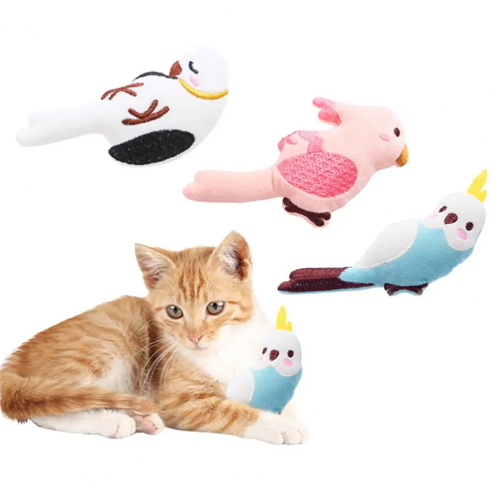 Plush Cat Toys for Biting Chewing Training Stress-relieving Plush Cat Toys Bird Design with Catnip for Teeth-grinding for Mental