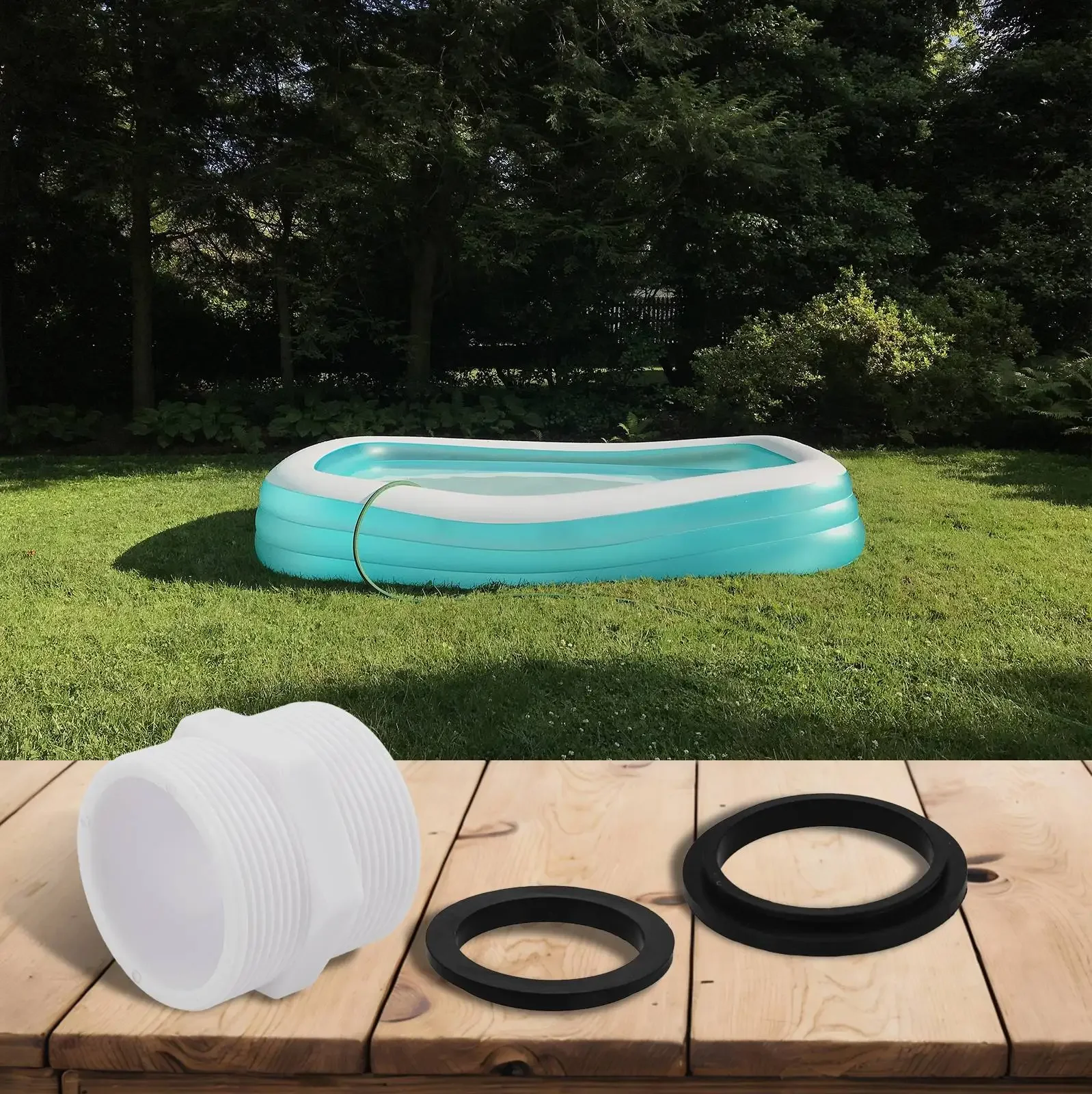 Adattatore per tubo flessibile per piscina da 1,5 pollici per tubo flessibile per pompa per piscina Intex con guarnizioni ad anello Parti di ricambio per adattatore per tubo flessibile per piscina