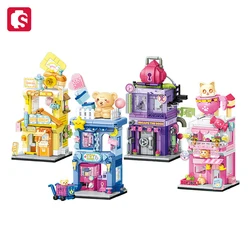 SEMBO Creative City Streetscape Bricks Dessert Shop Assemblage Building Blocks Kits MOC Home Architecture Models Girls Gifts Toy