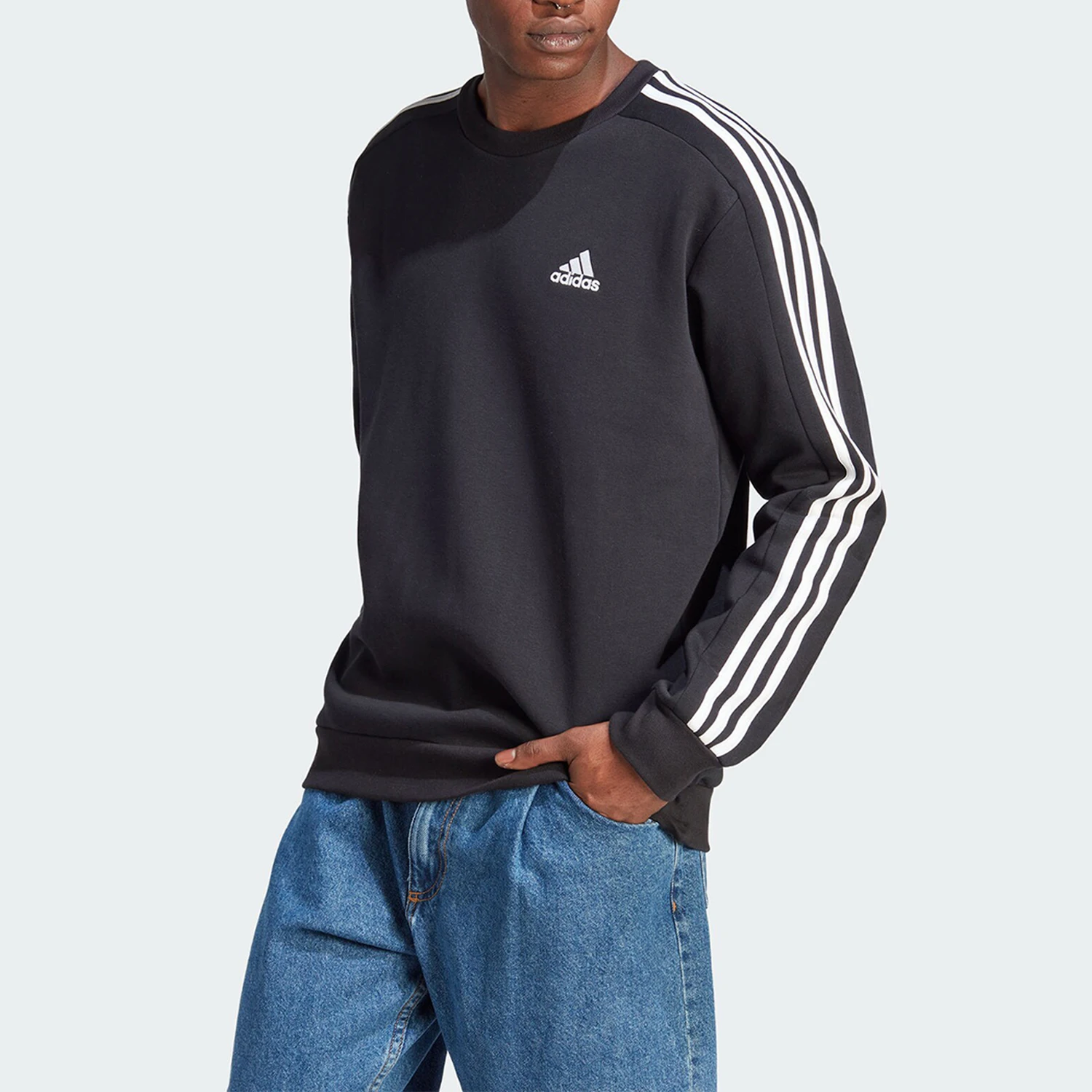 

Официальный новый мужской флисовый спортивный пуловер с круглым вырезом Adidas IB4027