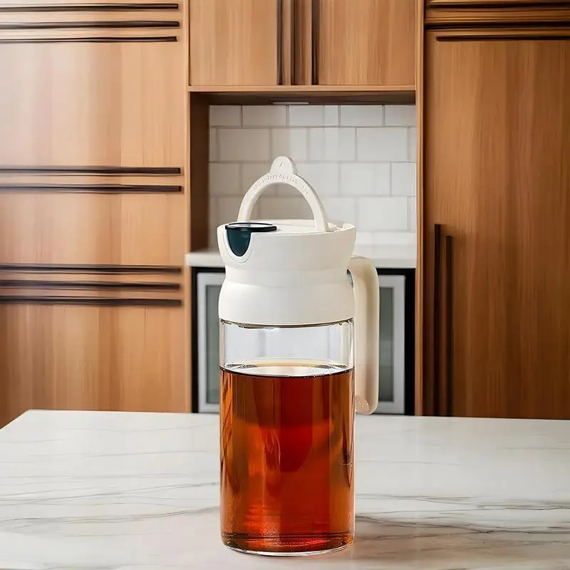 Olive Oil Bottle With Automatic Cap Glass Cruet Leak-Proof Vinegar Container Oil Dispenser For Home Restaurant Counter