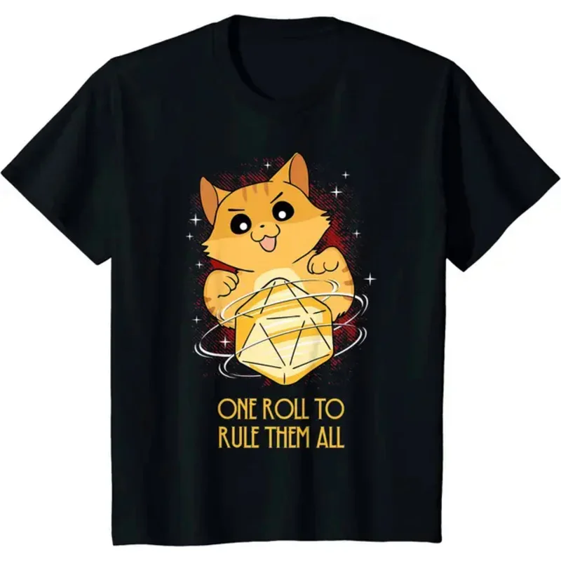 One Roll To Rule Them All Dungeon Meowster RPG Kitten Cat T-Shirt dropshipping summer t shirt for men lady