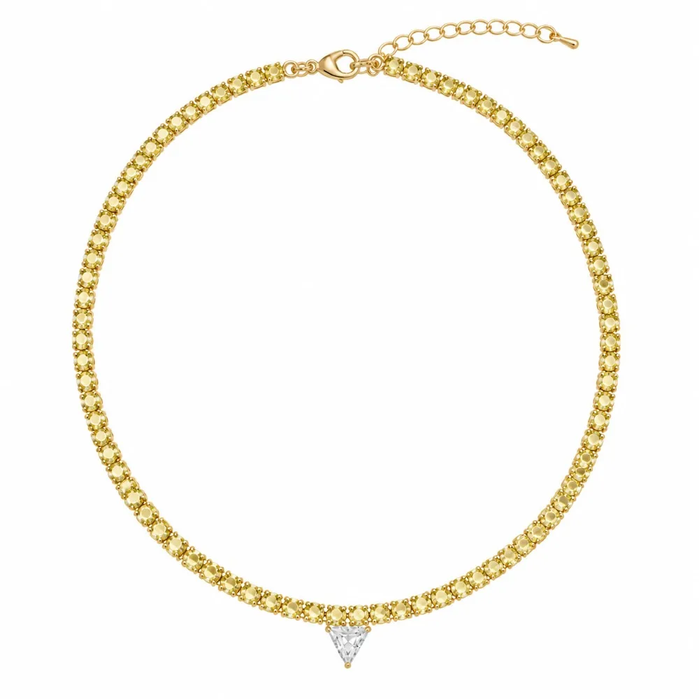 Lightweight Tennis Necklace Closely Set Rhinestone Classic Tennis Silhouette Full Rhinestone Necklace Secure Clasp