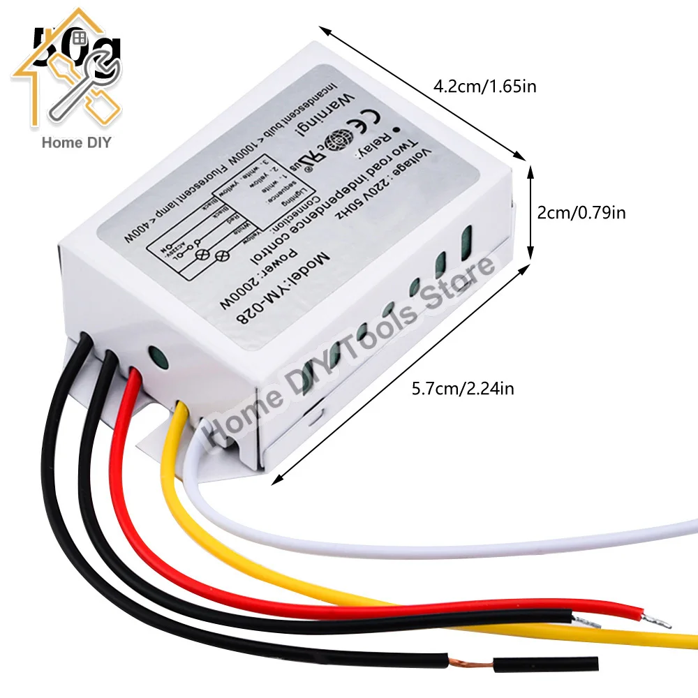 220V 2 Ways Digital Subsection Switch 1000W for Ceiling Light Independence Control Section Switch Piecewise Switch